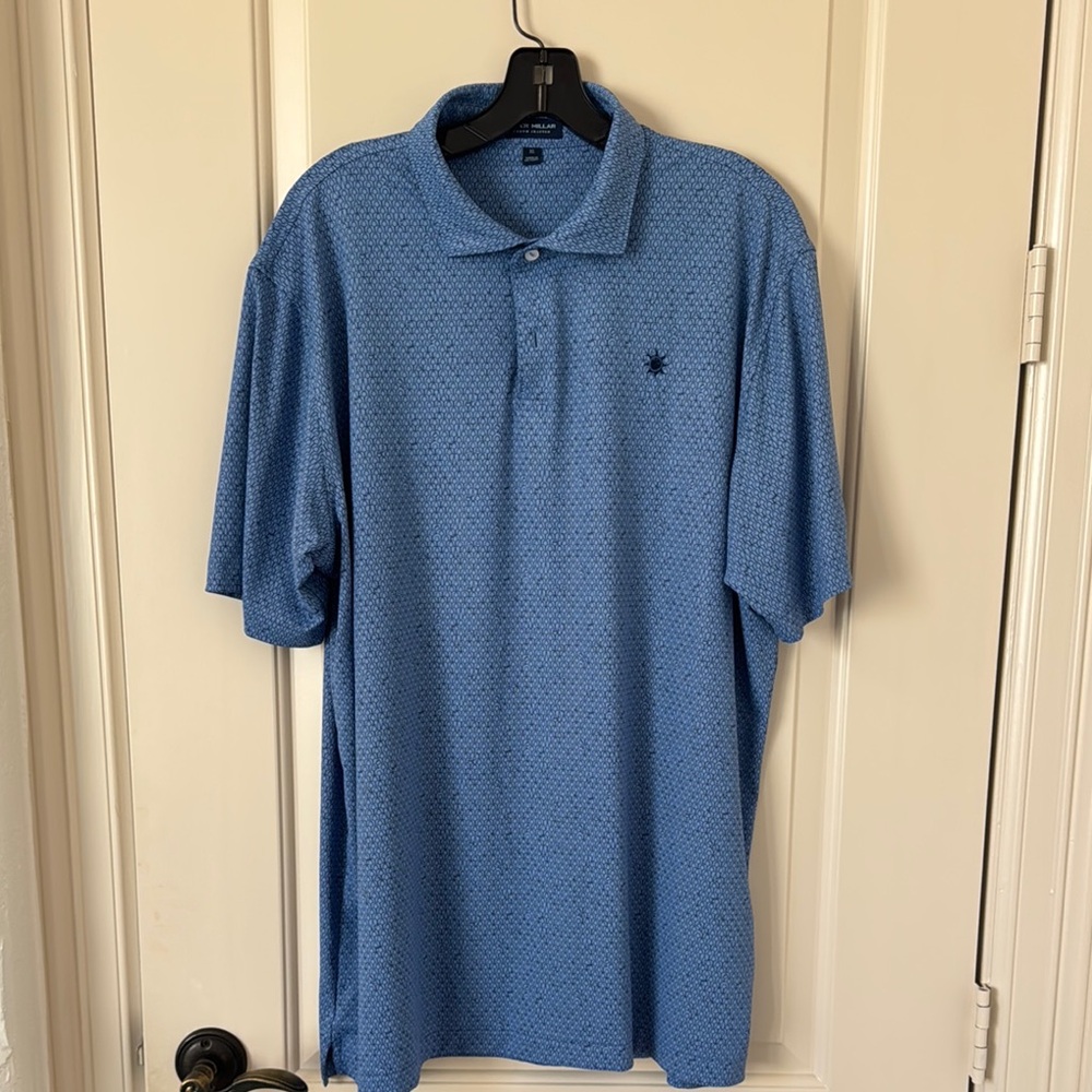 Peter Millar Men's Blue Polo Shirt with Subtle geometric print